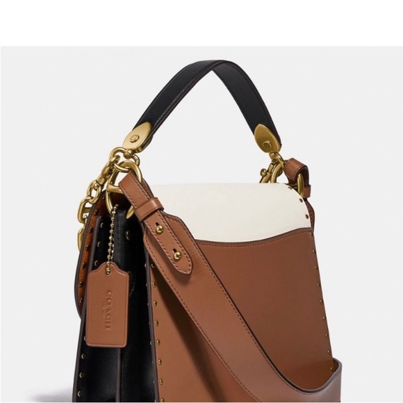 COACH beat shoulder bag in color-block with rivets - brass/vintage khaki multi - Picture 3 of 11